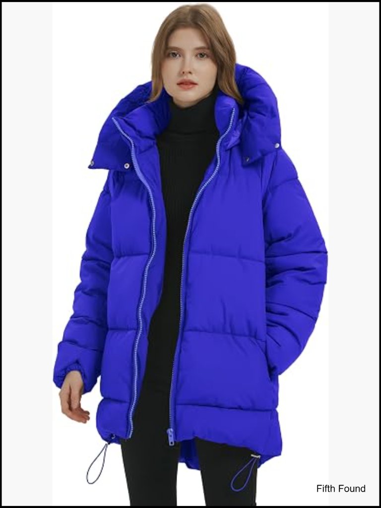 Women Mid-Length Puffer Hooded Jacket Winter Warm Coat